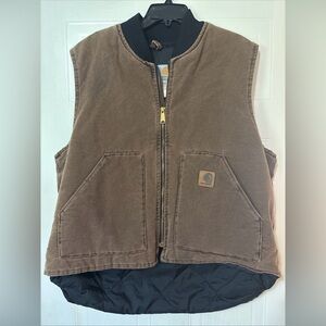 Vintage Carhartt Vest Brown Men's XL Canvas Quilt Lined